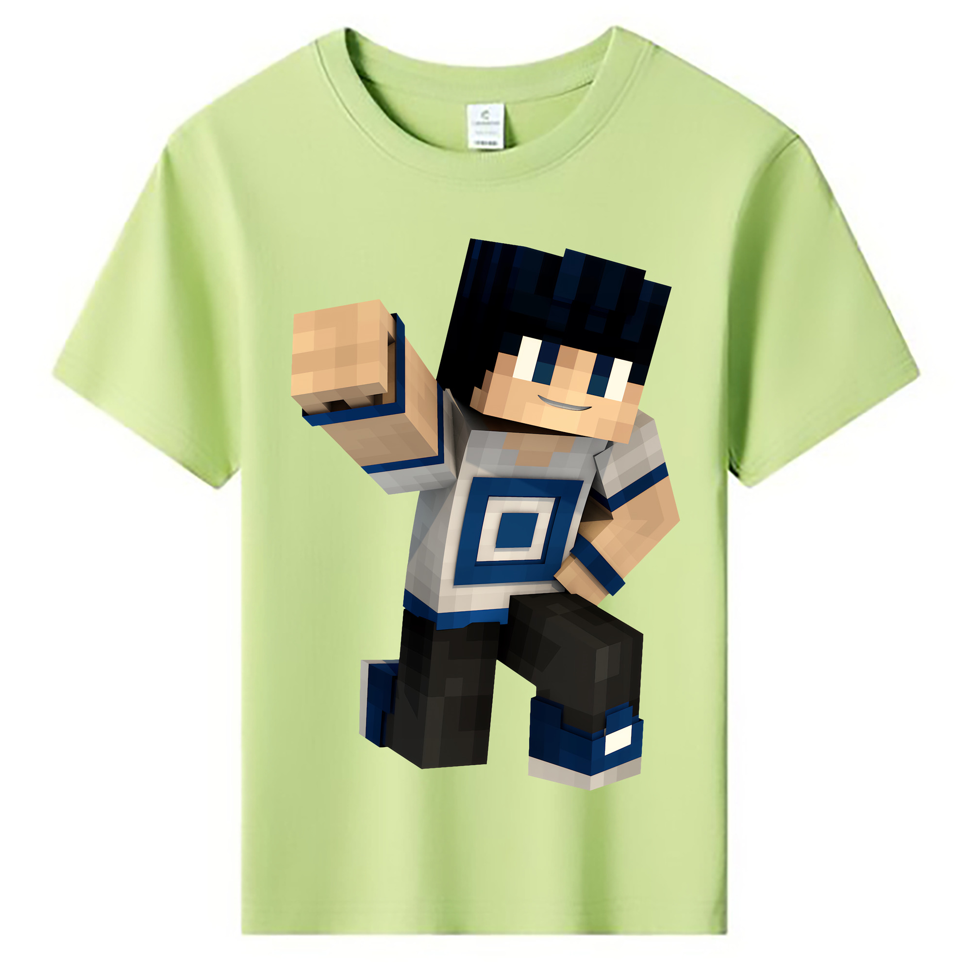 （画像用） マインクラフト ブロックの世界 Minecraft MC Block world 綿100％キッズTシャツ（フロントプリント）